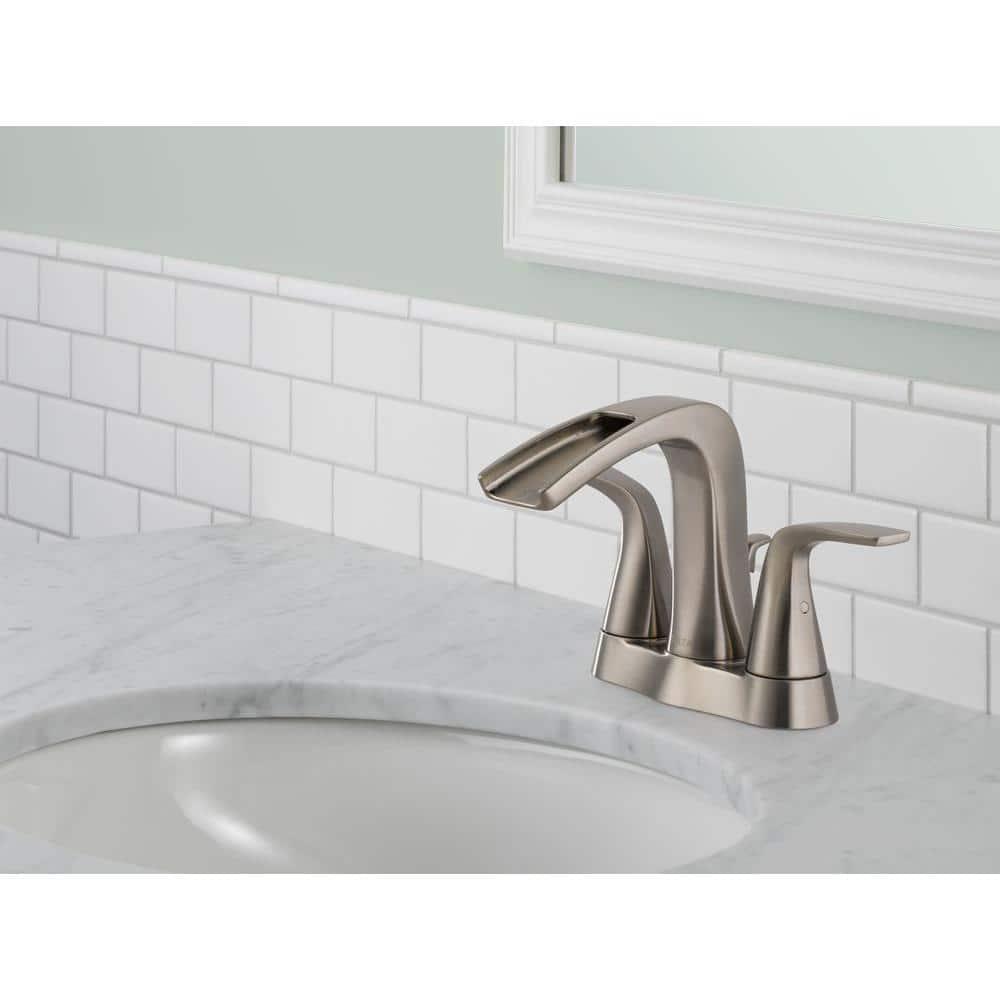 Delta Tolva 4 in Centerset 2Handle Bathroom Faucet in Brushed Nickel