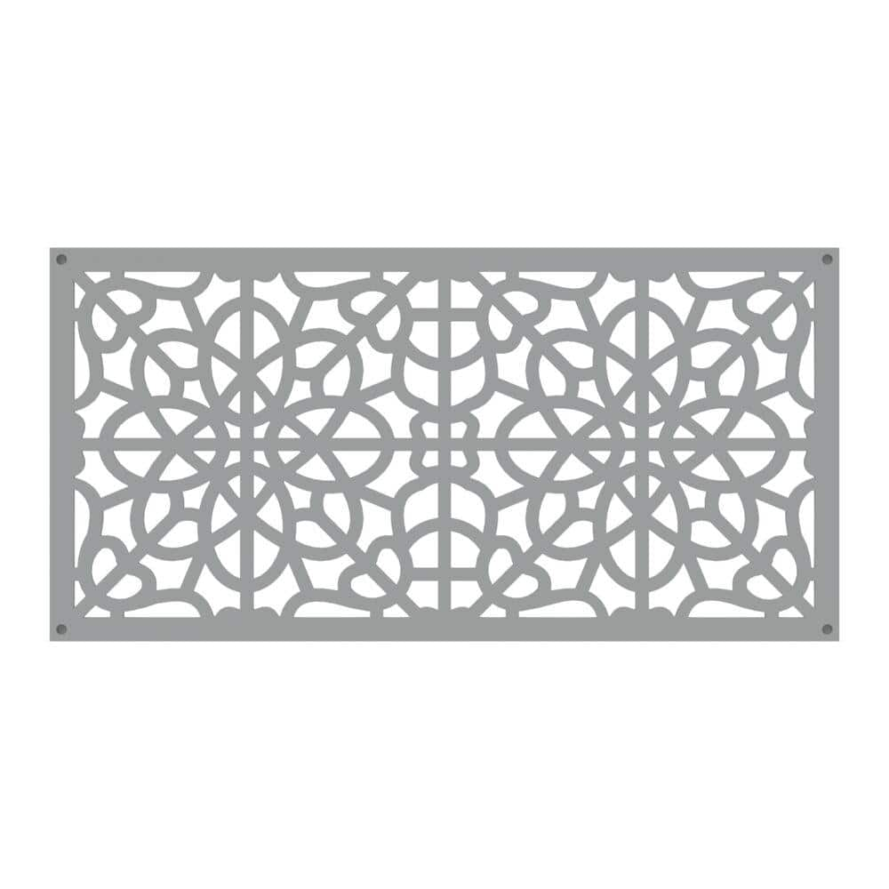 Barrette Outdoor Living 2 ft. x 4 ft. Fretwork Gray Polypropylene Decorative Screen Panel 73050381