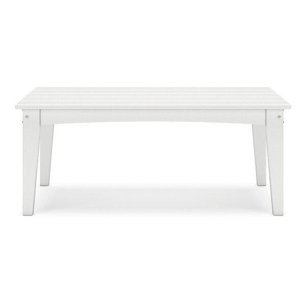 Fini 44 Inch Outdoor Coffee Table，Slatted Top，Modern Style，White Finish