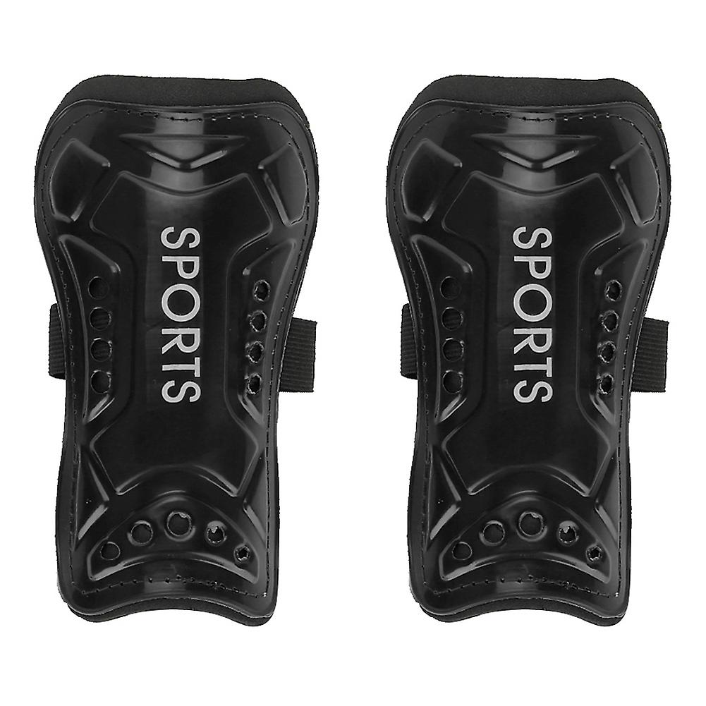 A Pair Child Football Shin Pads Training Leg Guards Safety Protector Adjustable Strap (black)