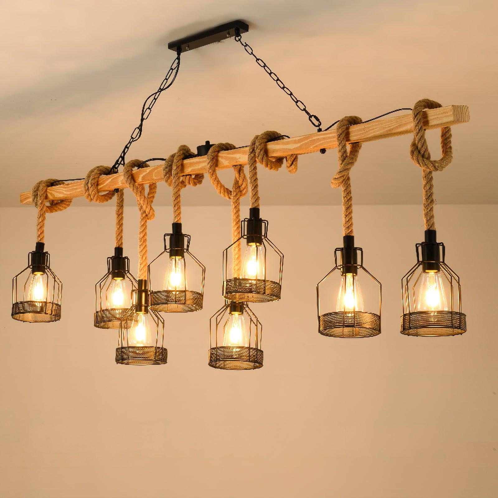 Hemp Rope Industrial Grenade Chandelier