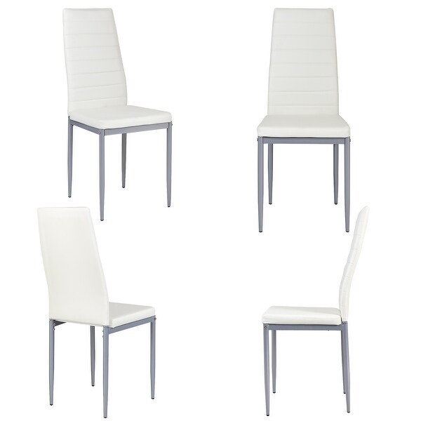 4 PCS PU Leather Dining Side Chairs with Padded Seat