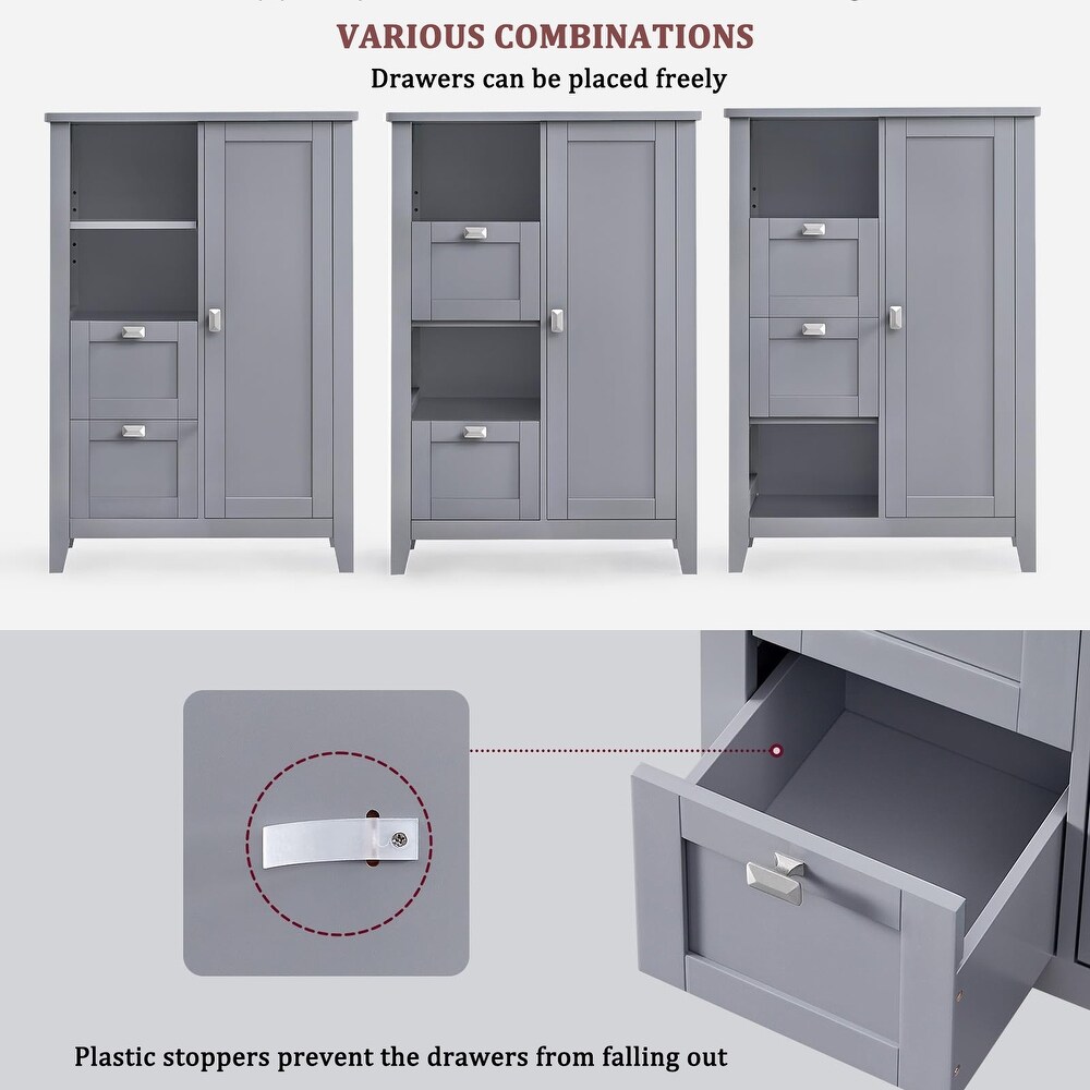 Bathroom Floor Storage Cabinet with Open Compartment and 2 Drawers