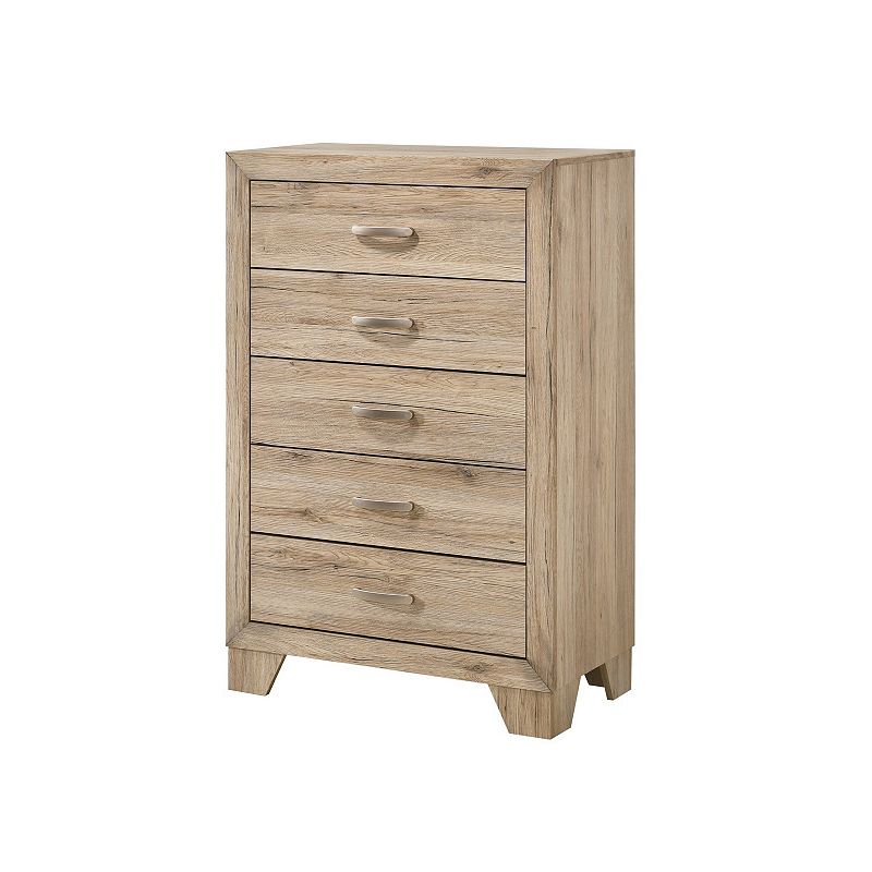 Wooden Chest with 5 Storage Drawers， Brown