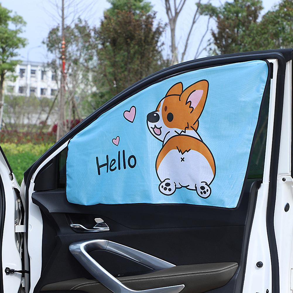 Car Cartoon Magnet Sunshade Arc Design Free Expansion Stable And Firm Block Light Sun Protection Creative And Cute Car Side Window Sunshade Rear Windo