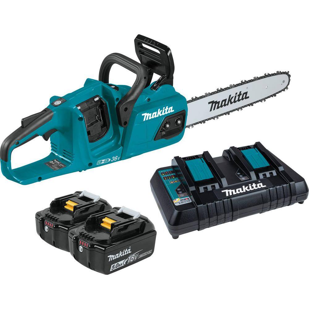 Makita LXT 14 in. 18V X2 (36V) Lithium-Ion Brushless Battery Chain Saw Kit (5.0Ah) XCU07PT