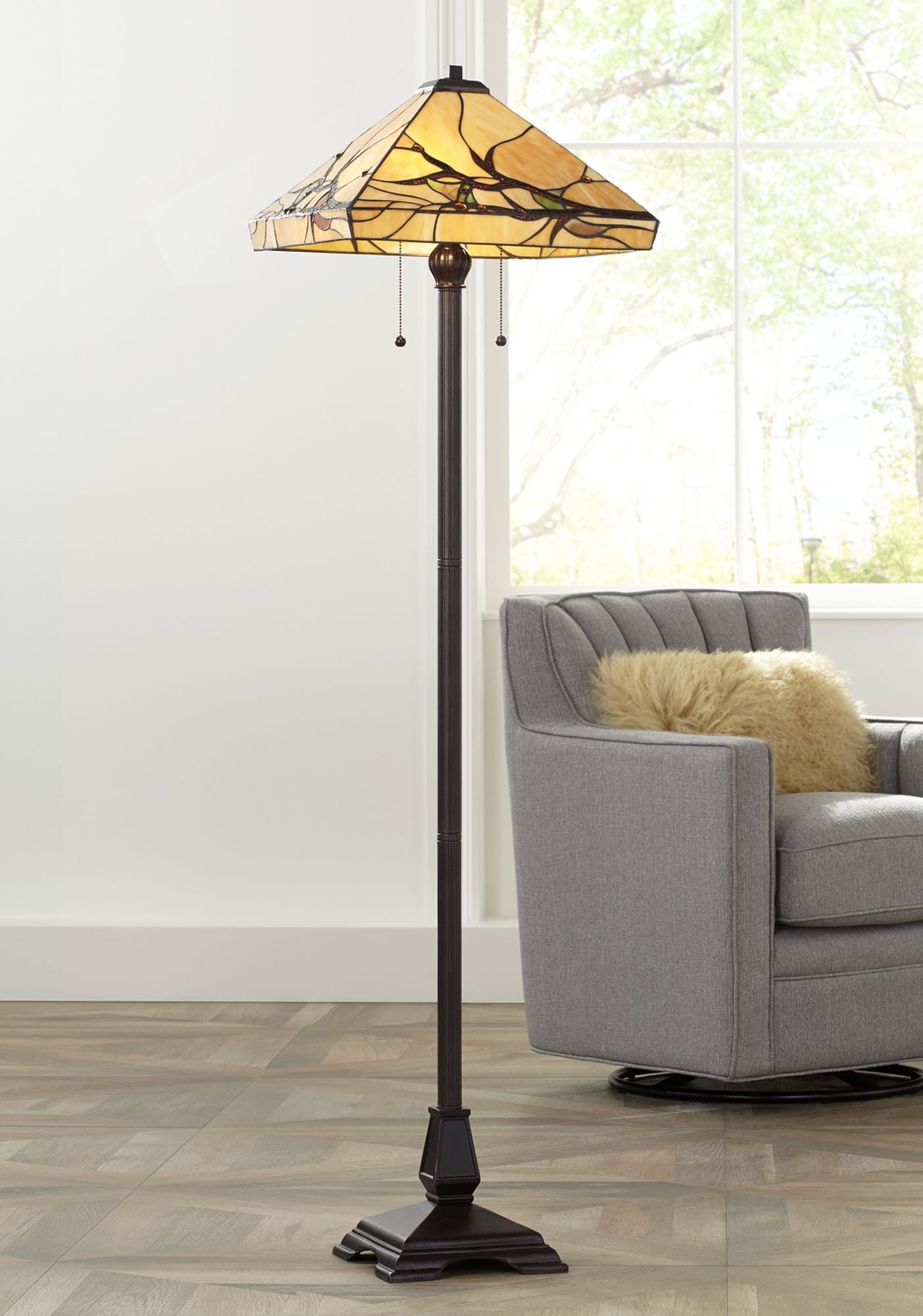 Robert Louis  Mission Floor Lamp 62" Tall Bronze Handcrafted  Style Stained Glass for Living Room Reading Bedroom (Colors May Vary)