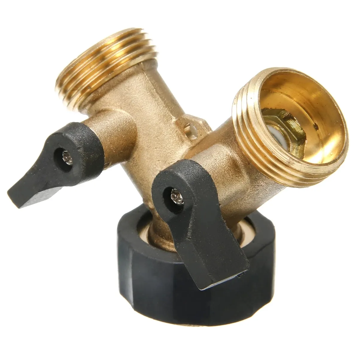 Hose Tap Splitter 2 Way Y Shape 3/4 European Standard Thread TPR Tap Distributor Individual On/off Valves Brass Male Connector