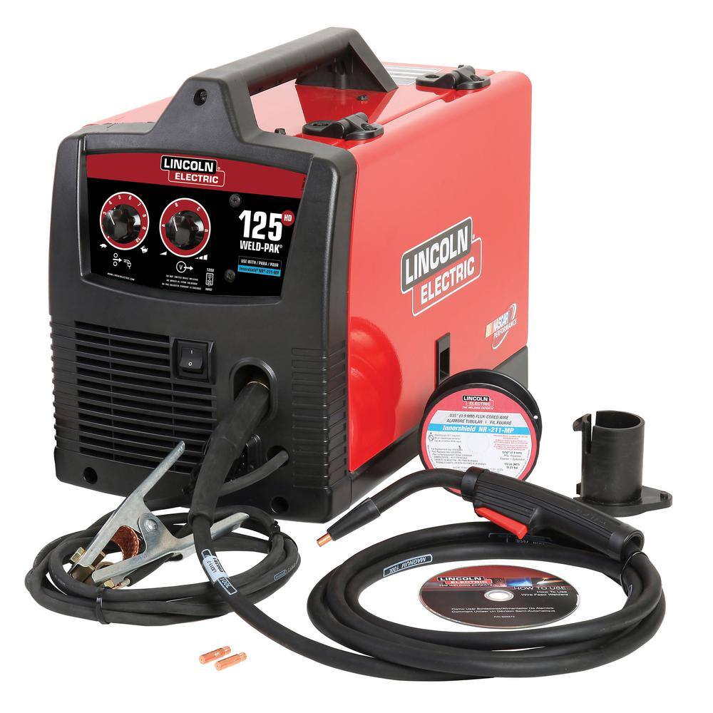 Lincoln Electric 125 Amp 115-Volt Weld-Pak 125 HD Flux-Cored Wire Welder with .035 in. Flux-Core Welding Wire (1 lb. Spool) K5365-15