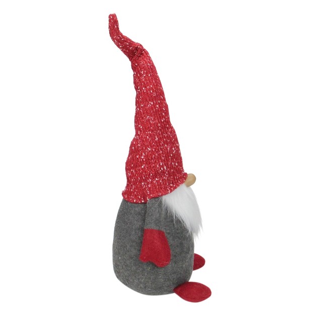 Grey And Red Gnome With Tall Bendable Hat Christmas Decoration