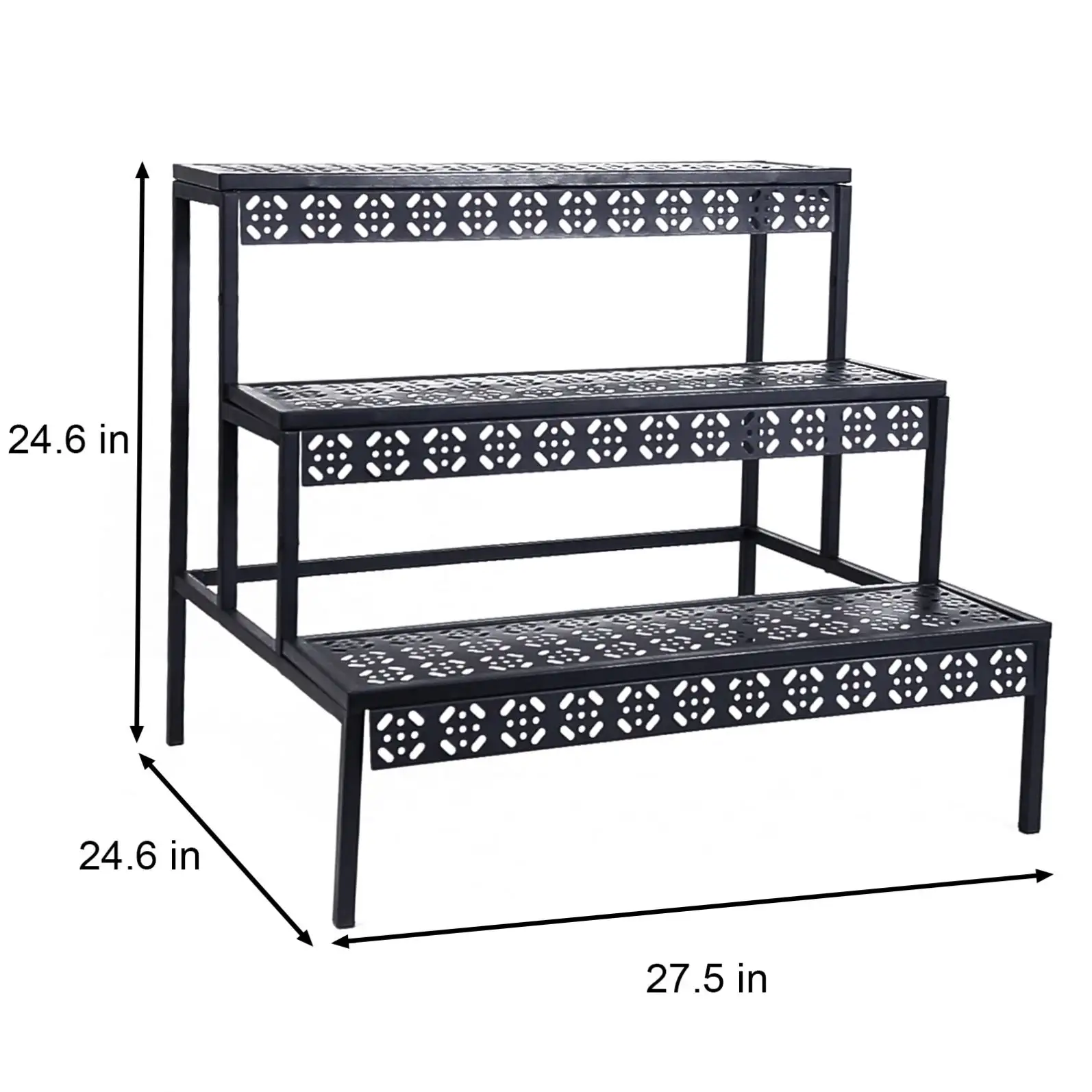 QJX 3 tiers  plant shelves stand flower pot rack metal floor flower stand plant stands indoor modern for garden