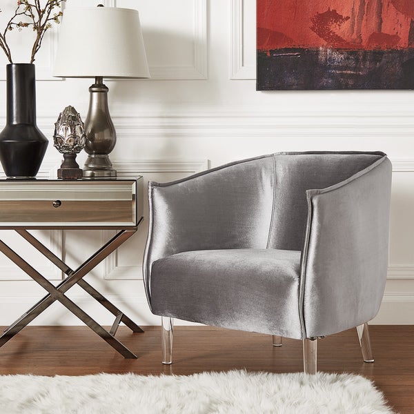 Vianne Velvet/ Acrylic Leg Accent Chair by iNSPIRE Q Bold