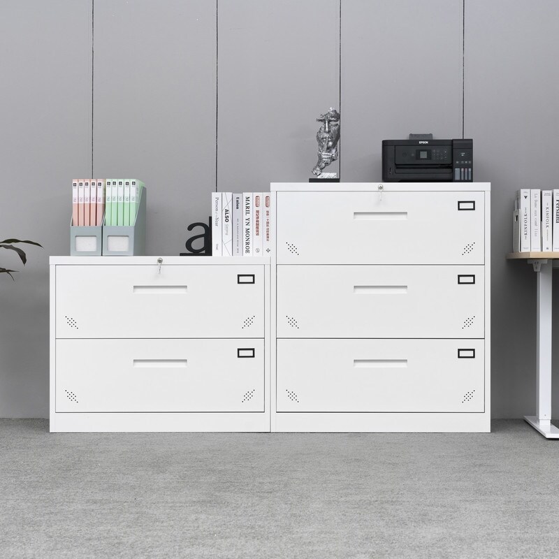 2 Drawer Lateral Filing Cabinet for Legal/Letter A4 Size  Large Deep Drawers Locked By Keys for Home office