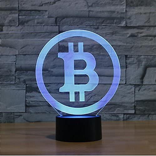 3d Bitcoin Night Light 7 Color Change Led Table Desk Lamp Acrylic Flat Abs Base Usb Charger Home Toy Brithday Xmas Kid Children Gift