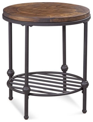 Emery Distressed Round End Table   Industrial   Side Tables And End Tables   by PARMA HOME  Houzz