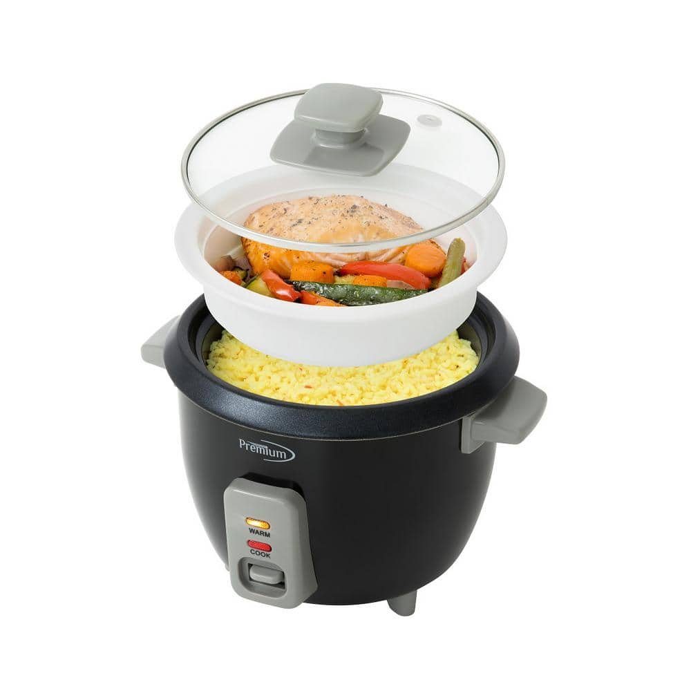 Premium LEVELLA 6-Cup Black Rice Cooker and Rice Steamer with Non-Stick Cooking Pot PRC0635B