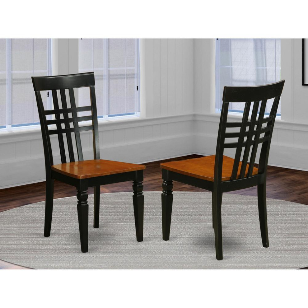 Logan Dining Chair With Wood Seat  Black and Cherry Finish  Set of 2   Contemporary   Dining Chairs   by BisonOffice  Houzz