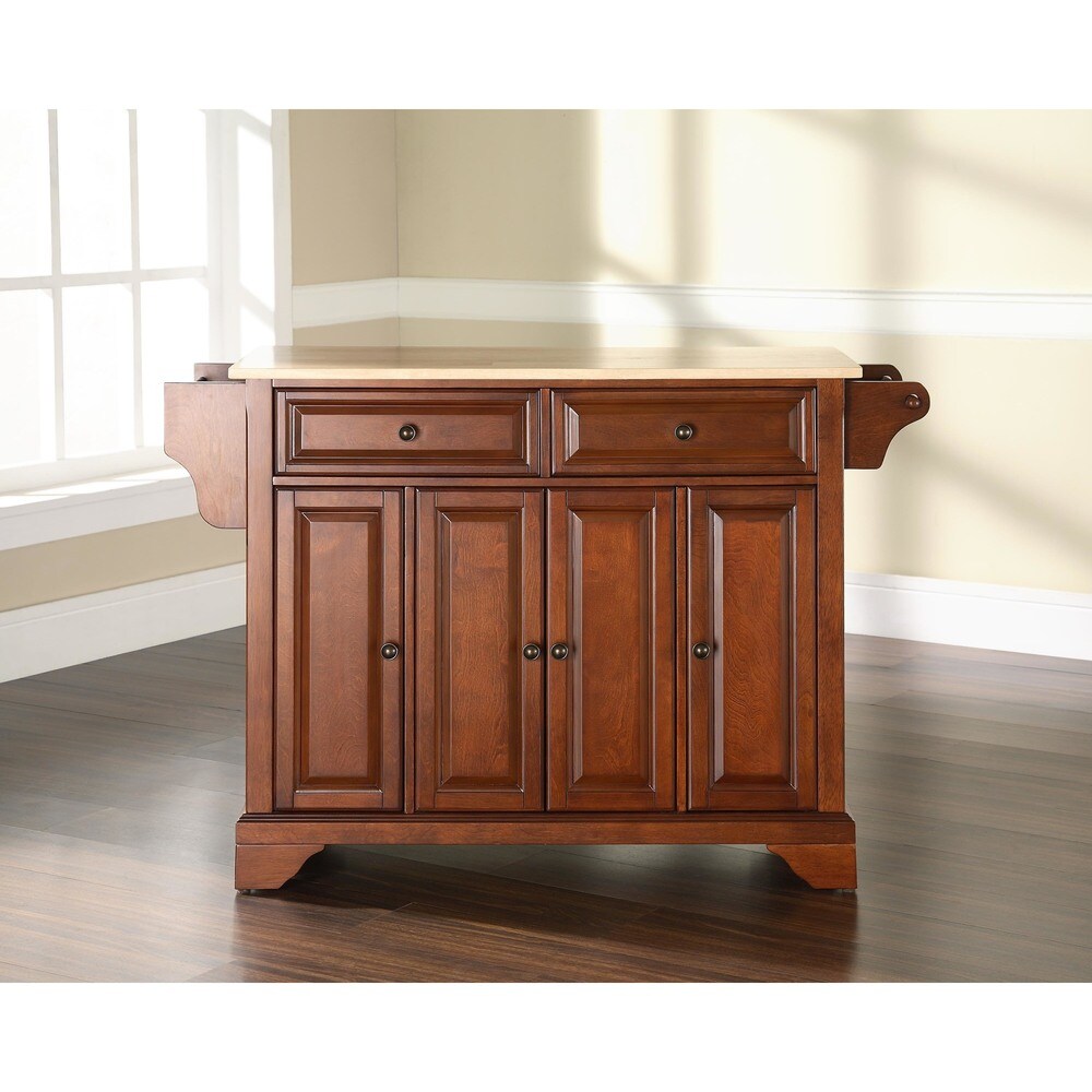 Crosley LaFayette Classic Cherry Natural Wood Top Kitchen Island   18\