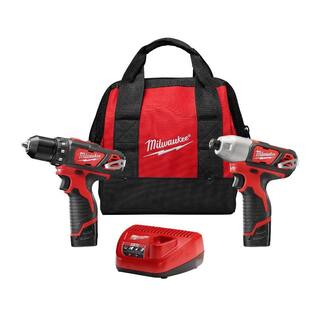 MW M12 12V Lithium-Ion Cordless Drill DriverImpact Driver Combo Kit w Two 1.5Ah Batteries Charger Tool Bag (2-Tool) 2494-22