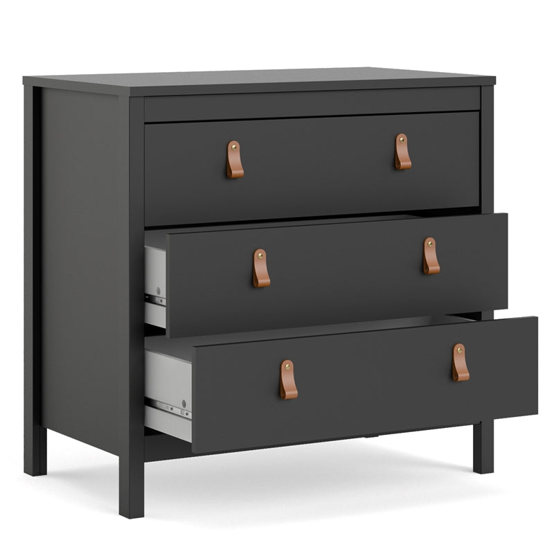 Madrid 3 Drawer Chest, Black Matte