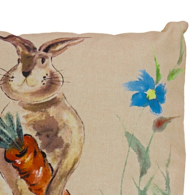 National Tree Company Bunny With Carrots Decorative Pillow Cream Easter Collection 16 Inches