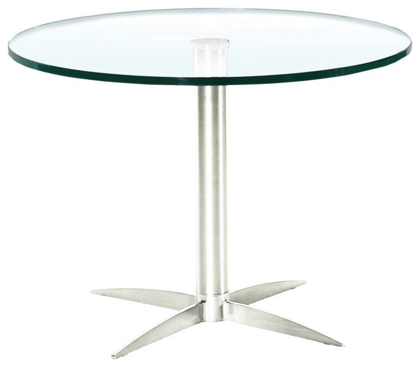 Fabiano End Table With 15Mm Tempered Glass Top And Polished Stainless Steel Base   Contemporary   Side Tables And End Tables   by Peachtree Fine Furniture  Houzz