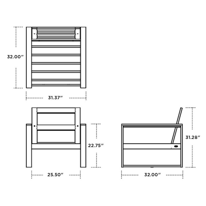 POLYWOOD EDGE Club Chair in Black / Grey Mist