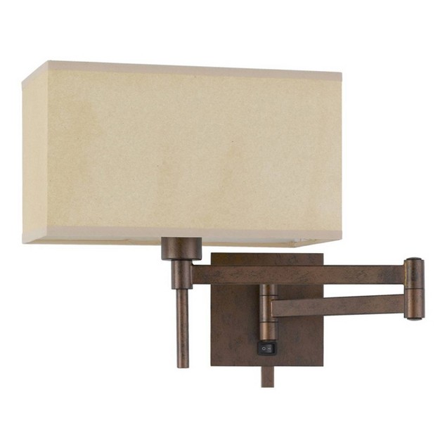 Robson Wall Swing Arm Reading Lamp With Hardback Fabric Shade Rust Cal Lighting