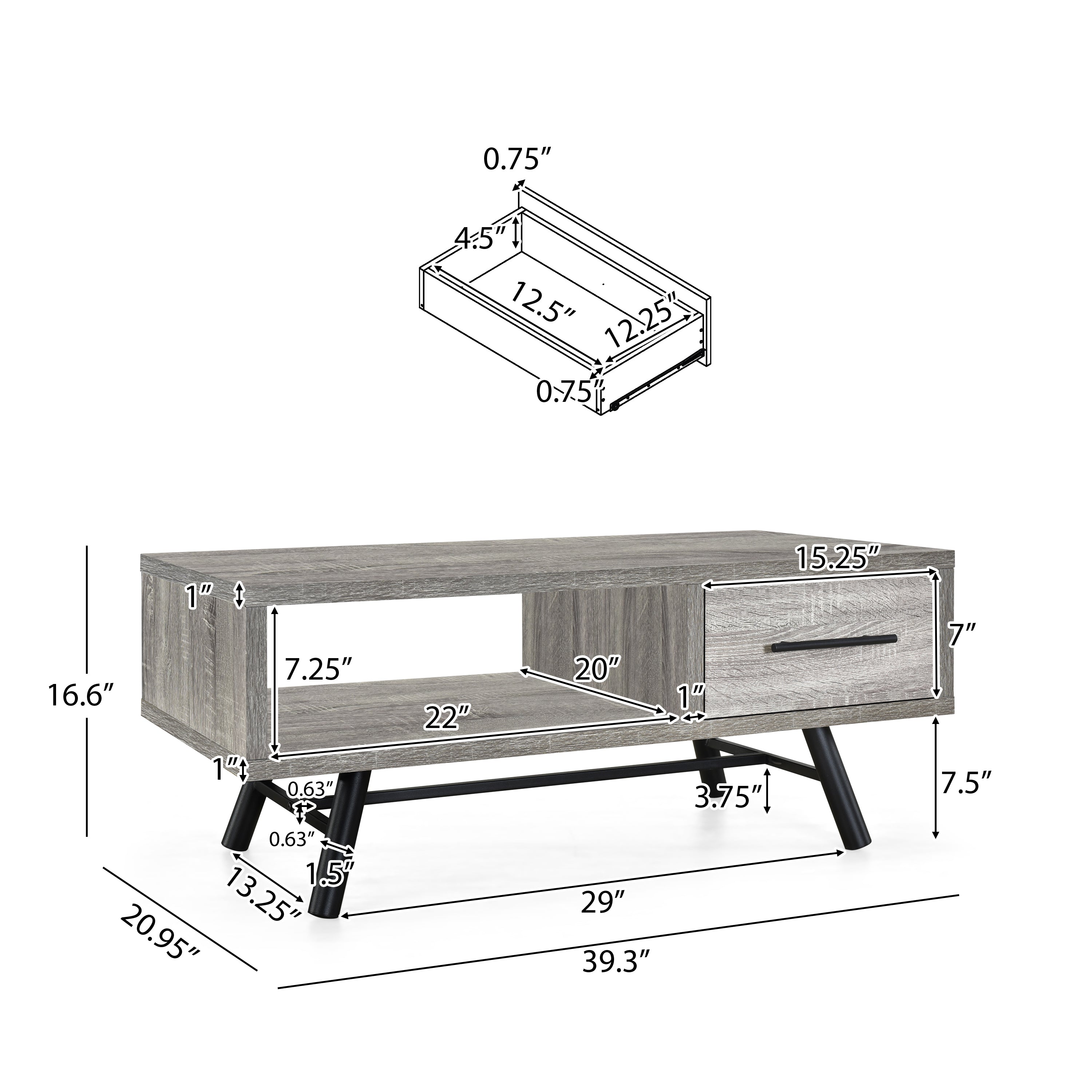 Amariana Mid-Century Modern Coffee Table with Storage