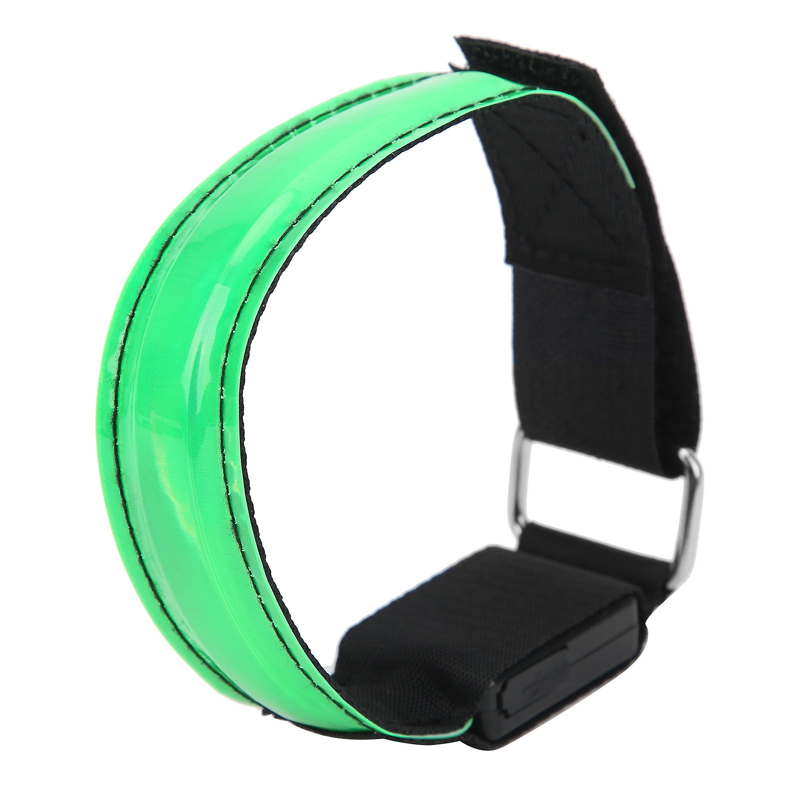 Outdoor Night Run Armband Light With Led Rechargeale Lattice Light Reflective Lattice Bandgreen