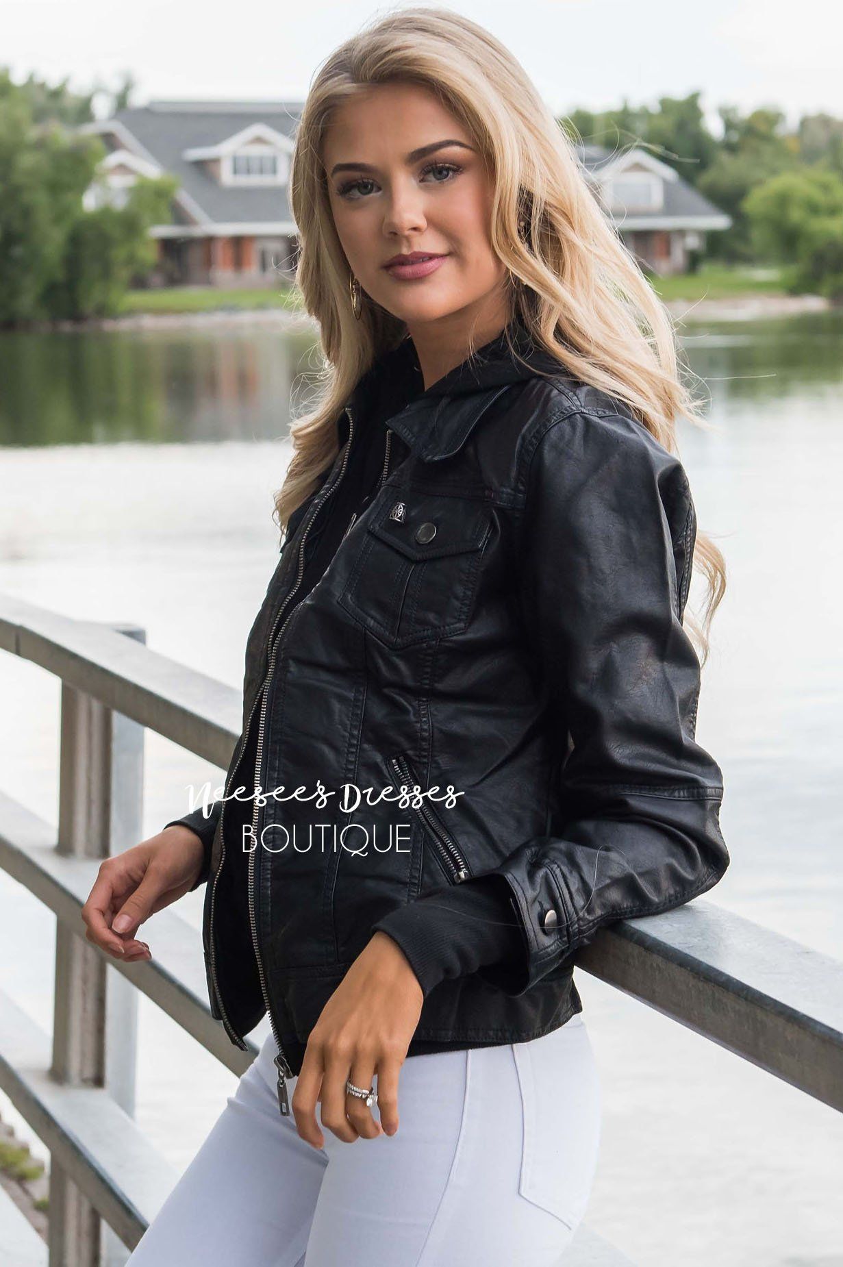 Chic Pleather Bomber Jacket