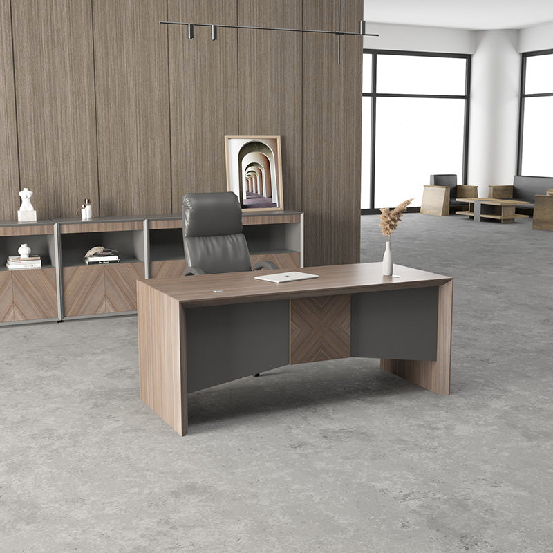 MONTE Executive Desk with Reversible Mobile Return 180cm - Hazelnut & Grey