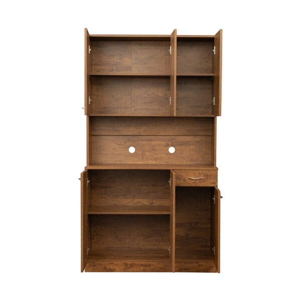 Modern Tall Wardrobeand Cabinet，with 6 Doors，1 Open Shelf and 1 Drawer - - 37291633