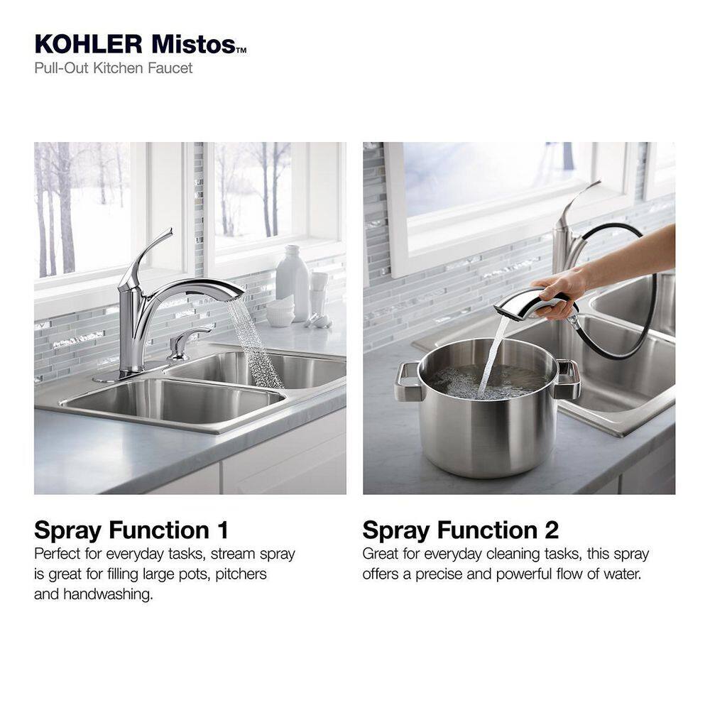 KOHLER Mistos Single Handle Pull Out Sprayer Kitchen Faucet in Polished Chrome R72510-SD-CP