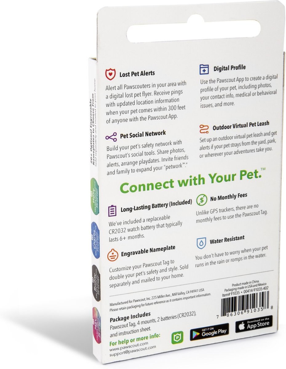 Pawscout Version 2.5 Smarter Bluetooth Enabled Dog and Cat Tag