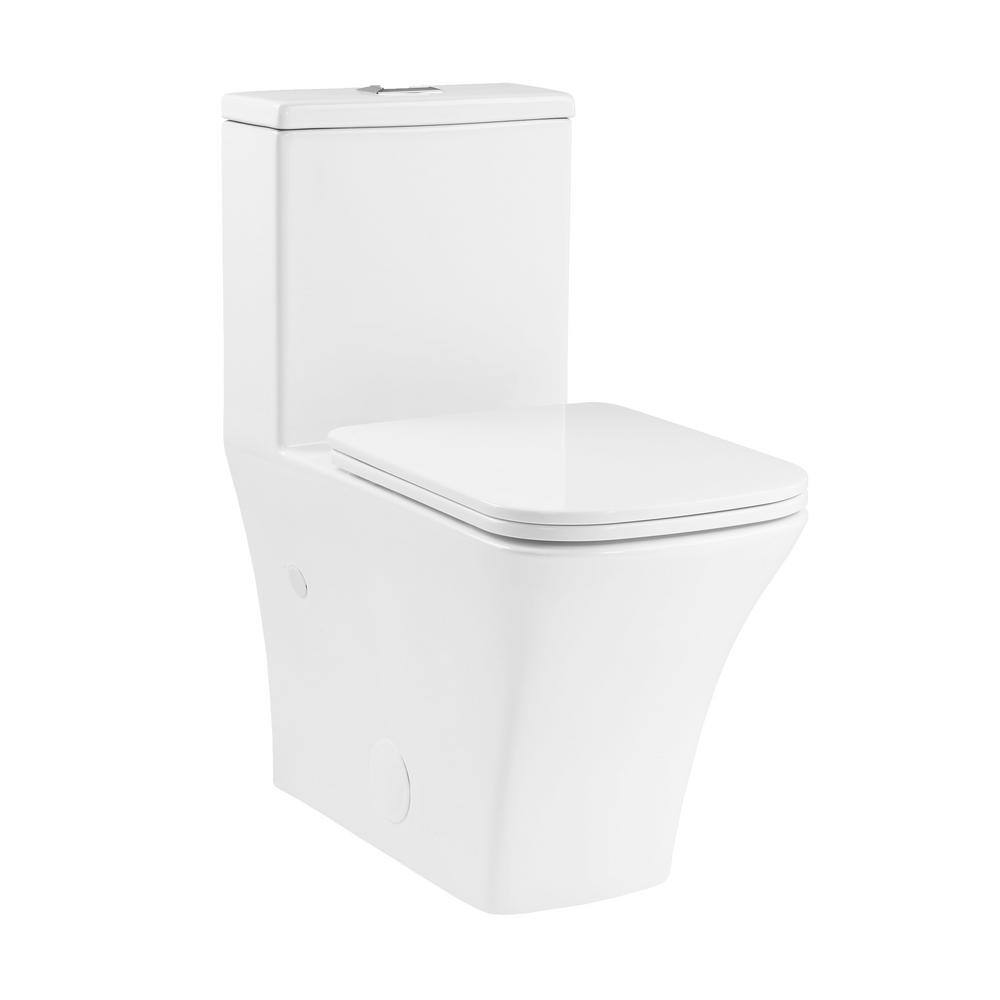 Swiss Madison Eclair One-Piece 0.81.28 GPF Dual Flush Square Toilet in Glossy White Seat Included SM-1T288