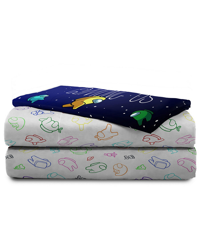 Among Us Innersloth Crewmates 85 GSM Microfiber 3 Piece Sheet Set， Twin