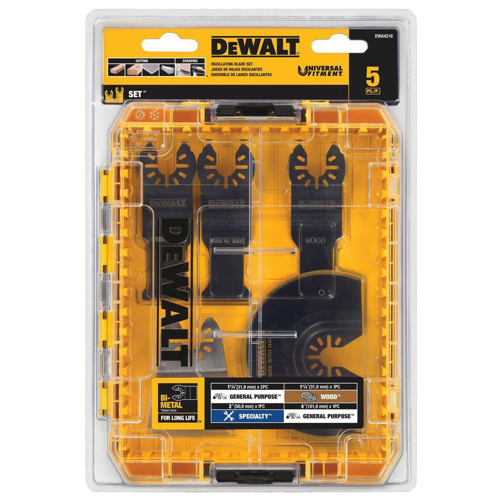 DW Oscillating Blade Set (5-Piece) with Bonus Oscillating Fast Cut Carbide Grout Removal Blade DWA4216WDW4220