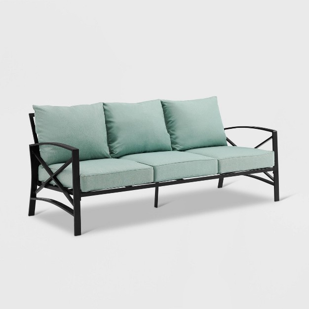 Kaplan Outdoor Metal Sofa Oil Rubbed Bronze With Cushions Crosley