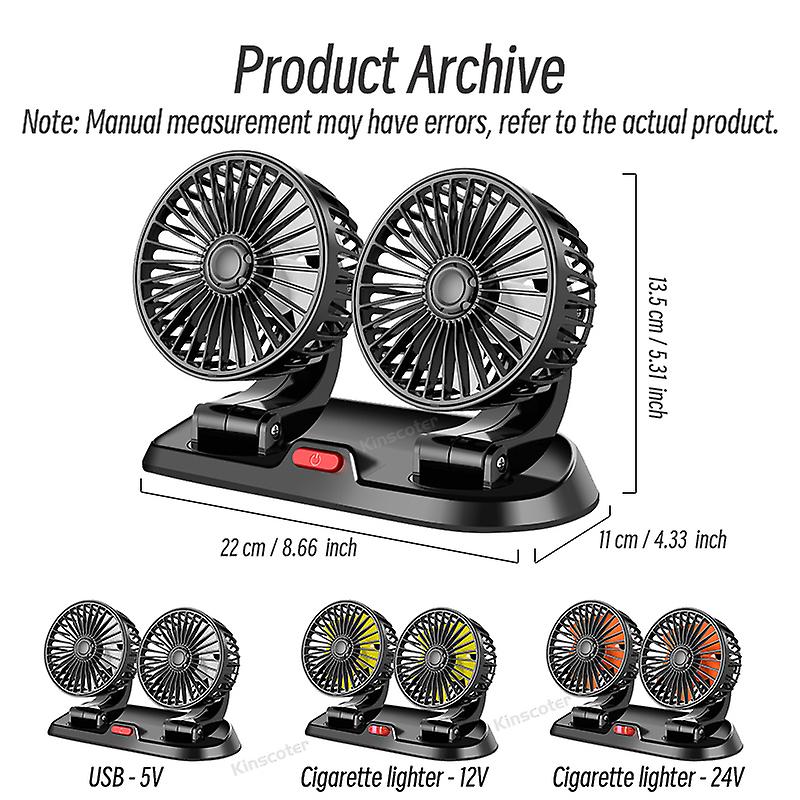 5v 12v 24v Car Fan Cooling Car Fan Dual Head Usb Car Fan Speeds Adjustable Auto Cooler Air Fan Car Accessories Wind Regulation