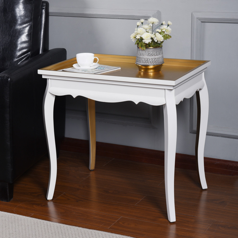 Dann Foley Lifestyle End Table White and Gold Finish   Traditional   Side Tables And End Tables   by StyleCraft  Houzz