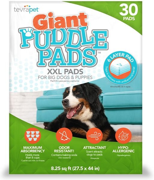 TevraPet Puddle Dog Potty Pads， XX-Large， 30 count