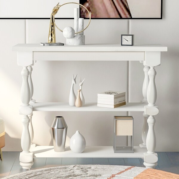 Cream Carey 2-Shelf Console and Entry Table