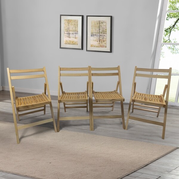 Furniture Slatted Wood Folding Special Event Chair ，Set of 4