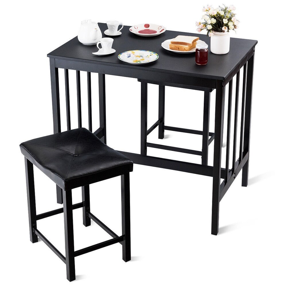 Costway 3 PCS Modern Counter Height 32.5'' Dining Set Table and 2