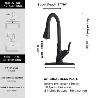 GIVING TREE Single-Handle Touchless Pull-Down Sprayer Kitchen Faucet with Motion Sensor in Matte Black WAHDFAUC0004R1