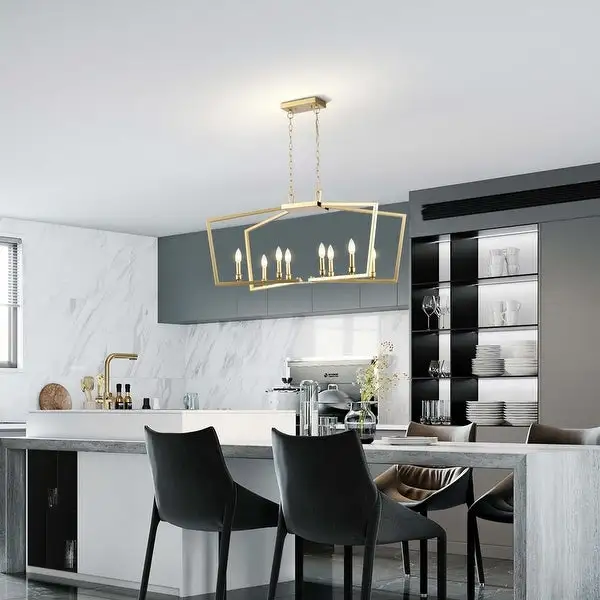 Mable 8-Light Gold Metal Frame Candle Chandelier