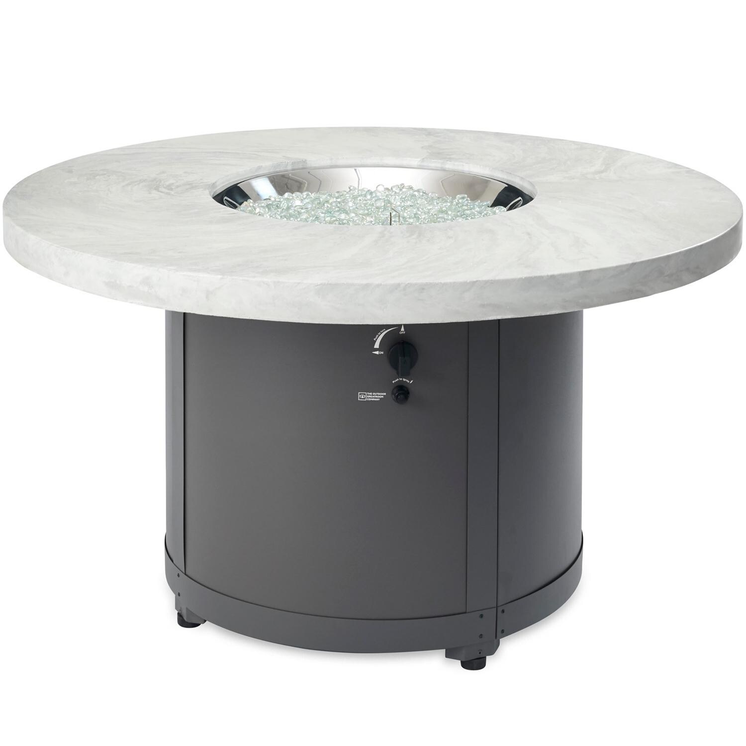 The Outdoor GreatRoom Company Beacon 48-Inch Round Natural Gas Fire Pit Table with 20-Inch Crystal Fire Burner