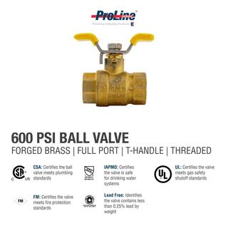 ProLine 34 in. x 34 in. Brass T-Handle Ball Valve 107-824THN