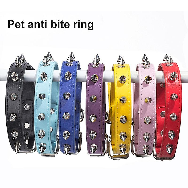 1pc Cool Cat Dog Collar Leather Spiked Studded Collars For Small Medium Colorful Pets Necklace